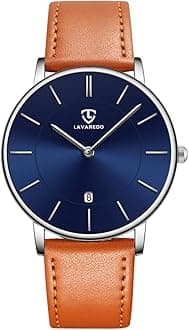 Mens Watches, Minimalist Fashion Simple Wrist Watch for Men Analog Date with Leather Strap