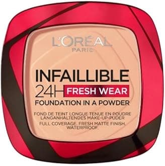L'Oréal Paris Infallible 24H Fresh Wear Foundation in a Powder, Full-coverage, Longwear, Weightless Smooth Finish, Water-proof and Transfer-proof, 245 Golden Honey