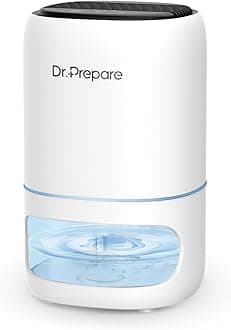 Dr. PREPARE 1000ml Dehumidifiers for Home, Small Dehumidifier for Bedroom, Ultra-Quiet, Auto Off, 3 Timer Functions, Portable Dehumidifier Remove Damp, Mold for Dorms, Offices, RVs, Garages - White