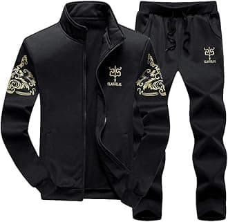 Men's Casual Tracksuit Full Zip Running Jogging Athletic Sports Jacket and Pants Set