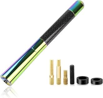 Car Short Antenna, 4.72" Aluminum Radio Antennas Replacement, Carbon Fiber Antenna Kit with Screws, AM/FM Roof Mount Car Radio Reception Antennas Mast for Most Cars SUVs (Colorful)