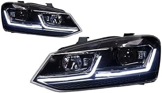 Auto Parts Compatible For VW POLO Headlights 2011-2018 GTI latest Styling Daytime Lights Dual Projector Car Accesorios Modified(H4,LHD)