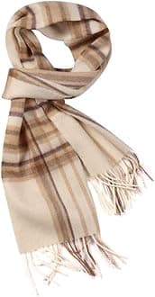 Wool Scarf for Men and Women, Merino Wool Plaid Winter Scarf, Thick Soft Tartan Knitted Neckwear for Cold Weather