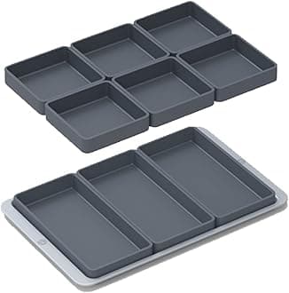 Cheat Sheets Pro Set with Pan, Modular Sheet Pan Dividers, Premium Bakeware, Non Stick Silicone with Carbon Steel Sheet Pan (9 Dividers, 1 Pan, Charcoal)