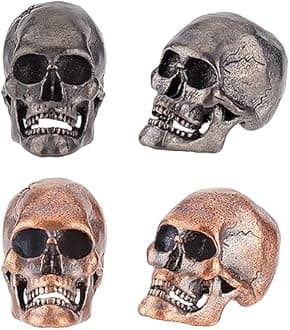 OLYCRAFT 4Pcs 2 Colors Skull Paracord Beads Brass European Beads Large Hole B...