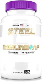 Steel Supplements Immune-AF | Mushroom and Essential Vitamin Blend w/Chaga, Cordyceps, Reishi, Zinc, Ginger, Black Elderberry | Immunity Support, Nootropic, Multivitamin