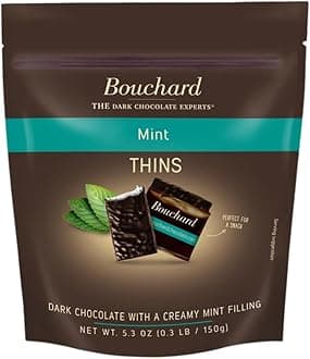 Bouchard Dark Chocolate Mint Thins (72% Cacao) 5.3 OZ (.3 LB/150g) (Pack of 2)