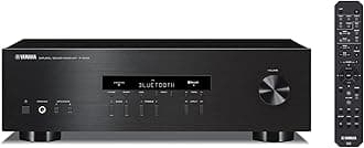 Yamaha Audio 2021 Yamaha R-S202 Stereo Receiver with Built-In Bluetooth Connectivity, Up to 100W Per Channel at 8 Ohms, 4 x RCA-In, 1 x RCA-Out, Front Panel 1/4'' Headphone Output (Black) (Renewed)