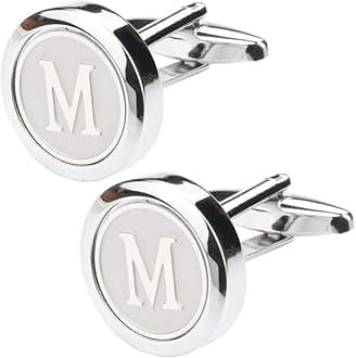 Dannyshi Mens Classic Stainless Steel Initial Cufflinks 26 Alphabet Initial Letter Cufflinks Business Wedding Shirts A-Z