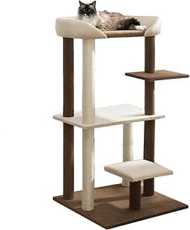 SHENGOCASE Modern Cat Tree Tower with Extra Large Platform Perch Bed for Maine Coon and Big Couch Sofa for Multiple Cats