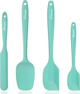 NileHome Silicone Spatula Set, Rubber Spatula High Heat-Resistant Premium BPA-Free One Piece Seamless Design Cooking Spatulas Utensils Set For Kitchen 4pack(Turquoise)