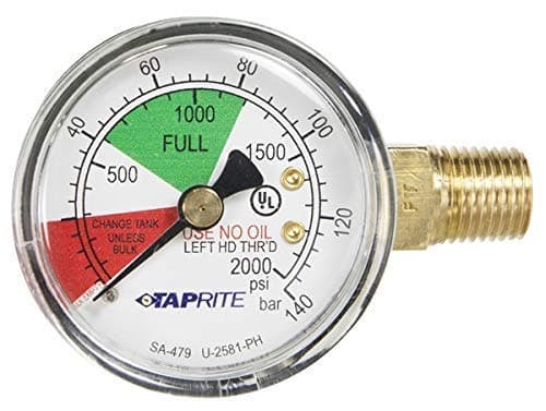 Regulator Guage, 0-2000 PSI, Left Hand Thread