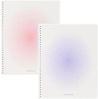 Oucaru Spiral Notebook A4 College Wide Ruled Notebooks 2 Pack 8.5" x 11" Journaling Notebooks 140 Pages 2 ColorsGradient Small Lined Notebooks for Note Taking for Work School Business Travel