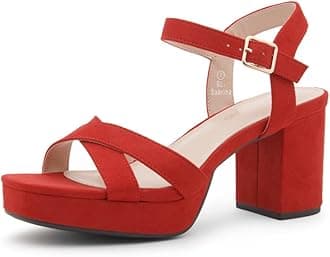 Shoe Land SL-Sabrina Women's Platform Heels 3-Inch Chunky Heels, Open Toe Ankle Strap Block Heeled Sandals – Dressy Chunky Platform Heels for Prom Wedding and Party