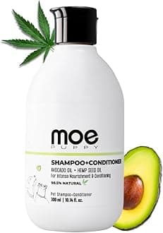 Moe 2-in-1 Shampoo plus Conditioner: Cat & dog shampoo conditioner for shih tzu, Pomeranian, German Shepherd, Golden Retriever | Sulfate & Paraben-Free | Conditioner For Dogs & Cats (300ml)
