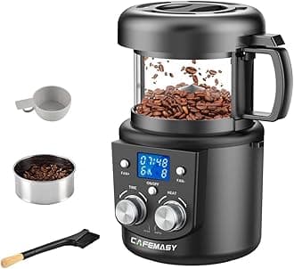 CAFEMASY Home Coffee Bean Roaster Machine with Timing Roasting Heating and Air Fan Setting for Home Use Air Coffee Roaster