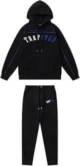 Embroidered Trapstar Tracksuit for Men and Women, Unisex Trapstar Shooters Suit, 2 Piece Sports Jogging Set Autumn Winter, Fleece Hooded Sweatshirt and Pants (Color : 8839 blue, Size : Small)
