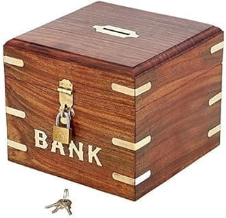 ITOS365 Handicrafted Wooden Money Bank Large - Coin Saving Box - Piggy Bank - Gifts for Kids, Girls, Boys & Adults