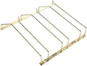 27.5cm Gold Wine Glass Rack Under Cabinet, Wine Glass Holder Under Shelf, Stemware Rack, Wine Glasses Storage Hanger, 3 Rows