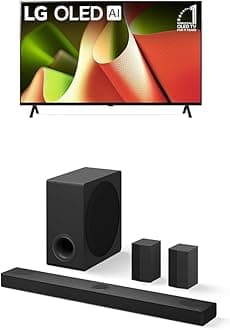 LG 55-Inch Class OLED B4 Series Smart TV 4K Processor Flat Screen with Magic Remote AI-Powered with Alexa Built-in (OLED55B4PUA, 2024), 5.1.3 ch. Sound Bar Wireless Dolby Atmos and Rear Speakers