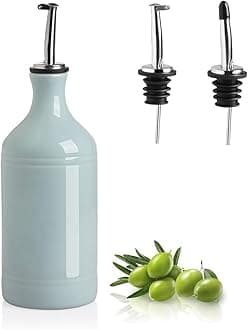 Sweejar Ceramic Olive Oil Dispenser Bottle, Opaque Oil Cruet Protects to Reduce Oxidation, Suitable for Storage Vinegar, Coffee Syrups & Other Liquids, Pack of 1, 15.5 Fl Oz(Light Blue)