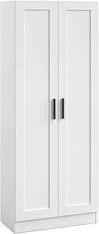 Panana Wooden 2 Doors Storage Cabinet Freestanding Tall Kitchen Cupboard Sideboard Narrow Pantry Organizer Unit with Adjustable Shelves (White)