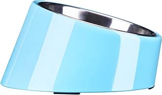SuperDesign Mess Free 15° Slanted Bowl for Dogs and Cats, Tilted Angle Bulldog Bowl Dog Feeder, Non-skid & Non-spill, Easier to Reach Food S/0.5 Cup Blue