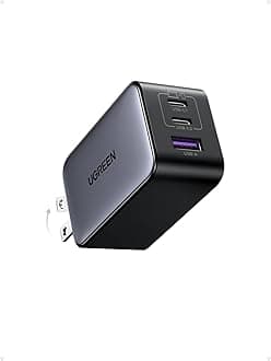 Nexode 65W GaN USB C Wall Charger, 3-Port Compact Foldable Fast Charger Power Adapter for iPhone 17/16/15 Series, Galaxy S25/S24, Pixel 10/9, MacBook Pro/Air, Dell XPS, iPad Pro (Black)
