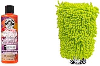 CWS21516M Car Wash Starter Bundle - Sticky Snowball Ultra Snow Foam Car Wash Soap, 16 oz, Cherry Scent + Green Chenille Wash Mitt (2 Items) Works on Cars, Trucks, SUVs, RVs & More