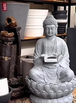 ‎SwarnNest Interiors Resin Buddha Statue Decorative Water Fountains for Outdoor Living Room, Office, Garden 4 Feet Large Buddha Fountain, Sitting Pose, Large Big Size (Design 3)