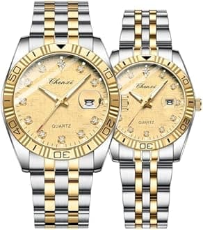 MASTOP Swiss Brand Two Tone Watch Men Women Gold Silver Stainless Steel Waterproof Couple Watches