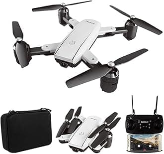Pihot Mini Drone With 4K Dual Camera RC Drone Multifunctional P10 Follow Me, Gesture Control, Gesture Photo, Gesture Recording, Altitude Hold, One Key Lift, Route Planning & Auto Home White