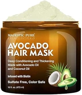 Avocado and Coconut Hair Mask for Dry Damaged Hair - Infused with Biotin - Deep Conditioning, Hair Thickening, for Healthy Hydrated Hair, Sulphate Free, 470ml