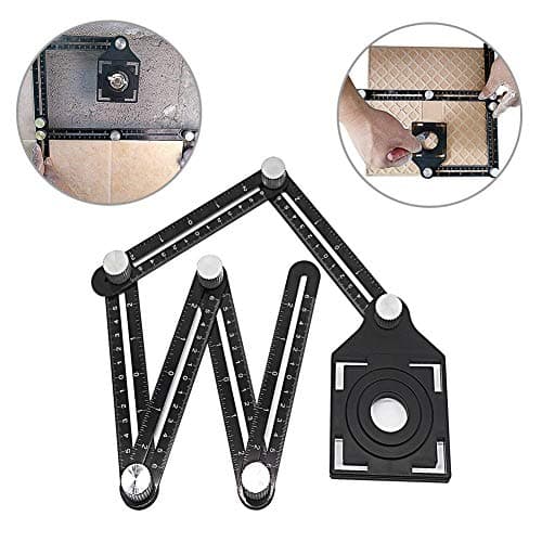 Multi-function Ruler, KeepTpeeK Metal Angle Ruler Template Tool Full Metal Measuring Rules Layout Tool for Handymen Builders DIY Carpenters Craftsmen (6 sides)