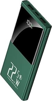 Portable Charger 10000mAh, Power Bank 22.5W Fast Charge, Slim Battery Backup with USB C in/Out, LCD Display External Battery Pack Compatible with iPhone 16 15 14 13 12, Samsung, Google, Android etc