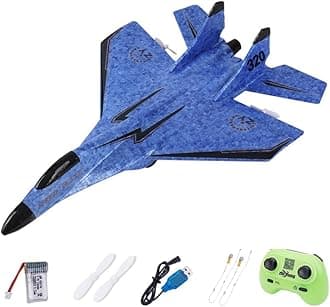 Colcolo RC Plane Control 2CH 2.4G RC Plane with Lights, Remote Control Wireless Airplane Toy, Outdoor Foam RC Fighter Airlane Jet for Beginner, Easy for Adults Kids, Blue