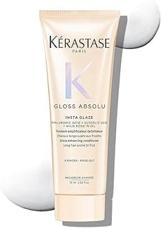 Kérastase Gloss Absolu Anti-Frizz Foaming Conditioner For Bouncy, Glossy Hair | Fine To Medium Hair | 4-Days Anti-Frizz | With Hyaluronic & Glycolic Acid, Wild Rose-In-Oil | 75ml