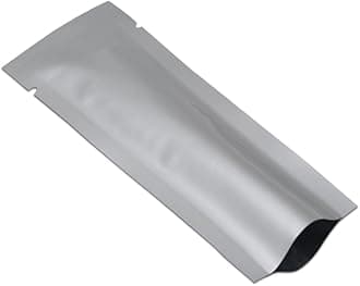 PABCK 100Pcs 1.38x5.9 inch (Inside Size 0.98x5.5 inch) Coffee Powder Food Storage Heat Sealable 3.34mil Mylar Pure Foil Bag Vacuum Pouch for Sampling Travel Shampoo Liquids Toiletries Packaging