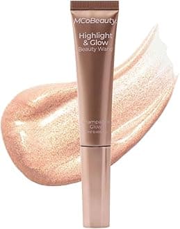 MCoBeauty - Highlight and Glow Beauty Wand - Buildable Liquid Highlighter - Champagne Shade - Liquid Cream with Cushion Applicator for Soft, Radiant Finish - Highlighters Makeup