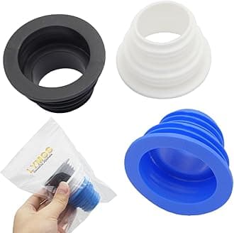 Universal Fit Drain Pipe Hose Silicone Plug, Washing Machine Drain Hose Sealing Plug Kitchen Pipe Sewer Seal Ring Laundry Room Bathroom Bathtub, Black White Blue 3 Pack