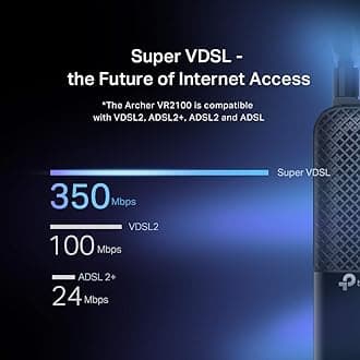 TP-Link AC2100 Wireless MU-MIMO VDSL/ADSL Modem Router, Dual-Band, Wi-Fi Speed Up To 2.1 Gbps, OneMeshTM, Versatile Connectivity, 4 x Gigabit Ports +1x 3.0 USB Port, Easy setup (Archer VR2100)