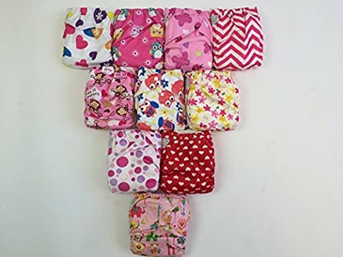 10 Pack Pocket Cloth Diapers with 20 Inserts (2 Inserts Per Diaper)-girl Pack
