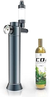 FZONE Desktop Aquarium CO2 System, CO2 Regulator with 45g Disposable CO2 Cartridge, Compatible with 5/8" and 3/8" Threaded Interfaces, Perfect for Nano Aquariums