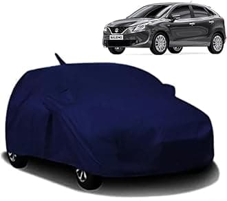 Waterproof Car Body Cover All Accessories Compatible for Maruti Suzuki Baleno with Mirror Pocket Uv Dust Proof Protects from Rain and Sunlight | Navy