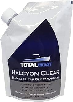 TotalBoat520022 - Halcyon Marine Varnish (Gloss, Pint) | Water-Based Polyurethane Wood Finish | Clear Gloss UV Protection for Interior and Outdoor Use