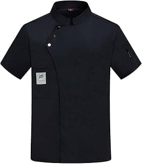 Chef Coat Men Unisex Chef Coat Short Sleeve Jacket,Breathable,Comfortable Button Closure - Kitchen,Restaurant,Hotel Uniform Xx-Large 01-Black A