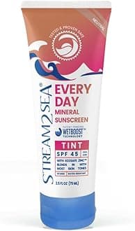 SPF 45 Every Day Tint Mineral Sunscreen | 2.5 Fl Oz Biodegradable, Paraben Free & Reef Safe | Non-Greasy Tinted Sunscreen For Face & Body Protection Against UVA & UVB