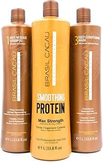 Brasil Cacau Smoothing Protein Set with Anti-Residue Shampoo, Smoothing Protein, and Deep Conditioning Mask 1000ml each