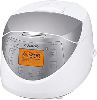 CUCKOO Micom 6 Cup Uncooked / 12 Cup Rice Cooker Small with Fuzzy Logic, Glutinous Rice Maker, 11 Menu Modes, Non-Stick Small Rice Cooker, White & Silver (CR-0632F)