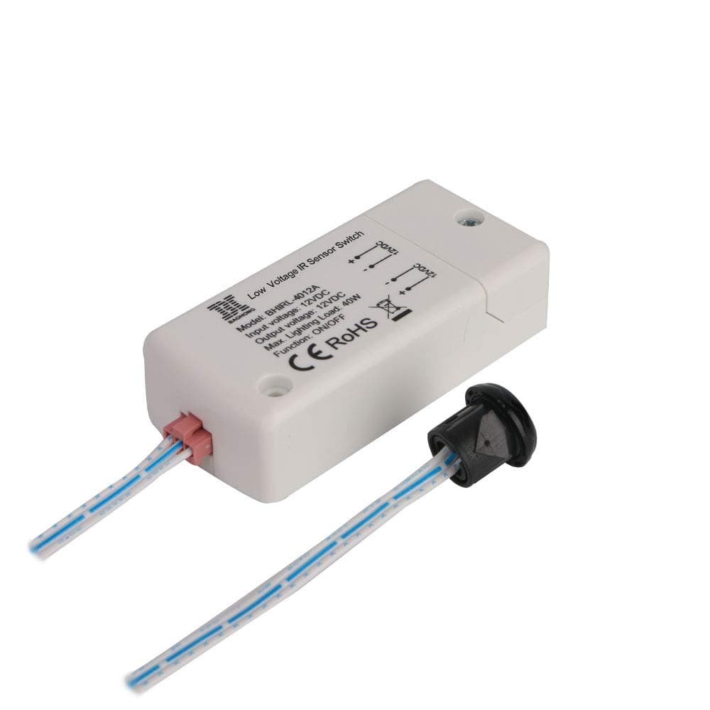 Infrared Sensor Switch DC 12V -HoneyFly LED Motion Sensor Switch BHIRL-4012A 40W Light Switch for LED Lights, with 2m/ 6.56ft Cable, Working by Hand Movement, 24 Hours Service